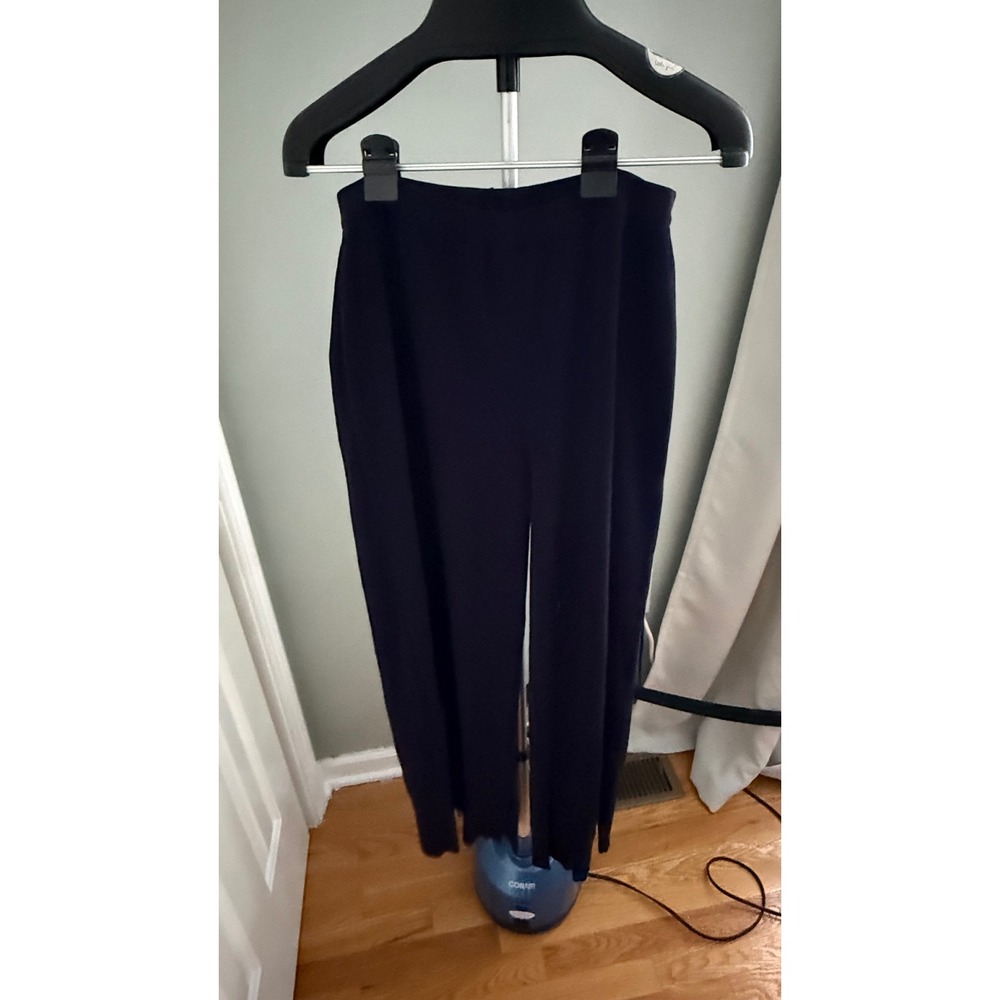 LÉGOE Heritage Navy Rib Knit Wide Leg Pants Size 3 L Pull On Stretch Casual